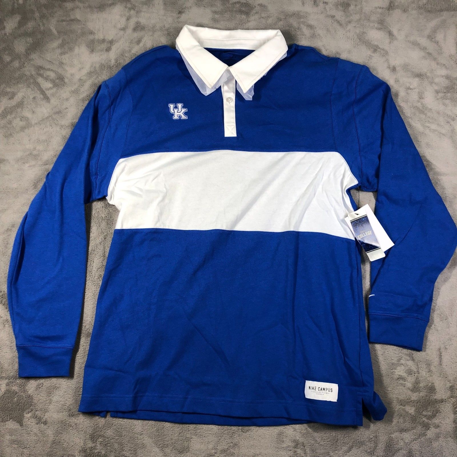 Kentucky Wildcats Rugby Shirt Unisex Size Large Blue White Polo Nike New